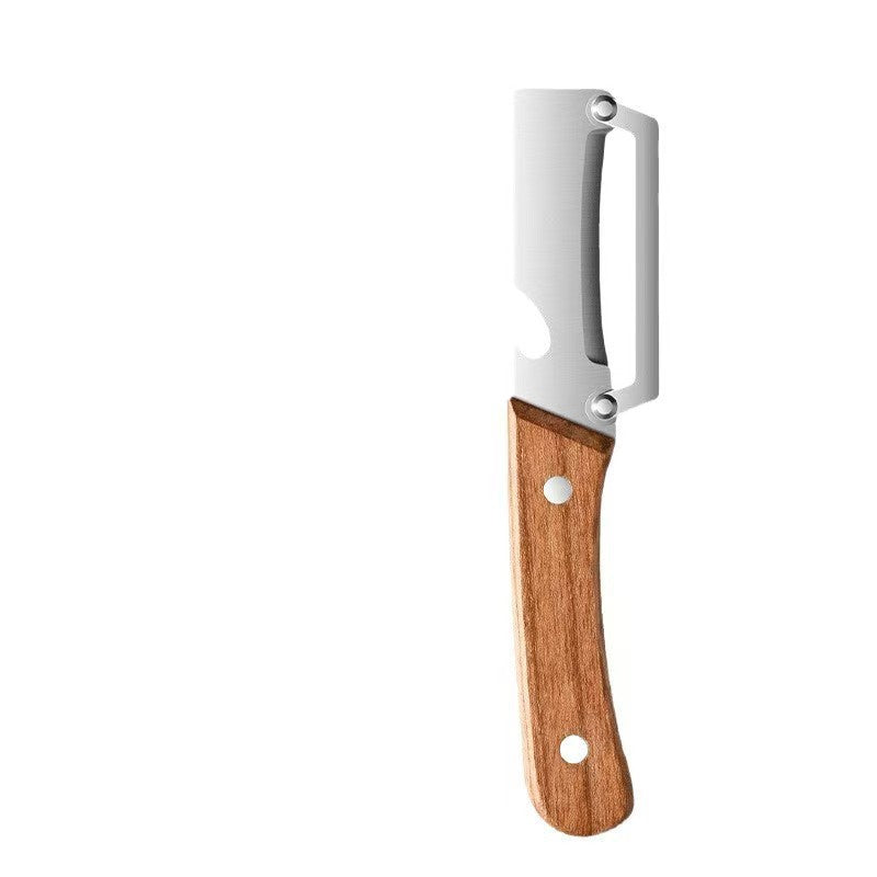 ChefEdge Duo Wood-Handle Peeler & Scallion Slicer — 2-in-1 Stainless Kitchen Tool