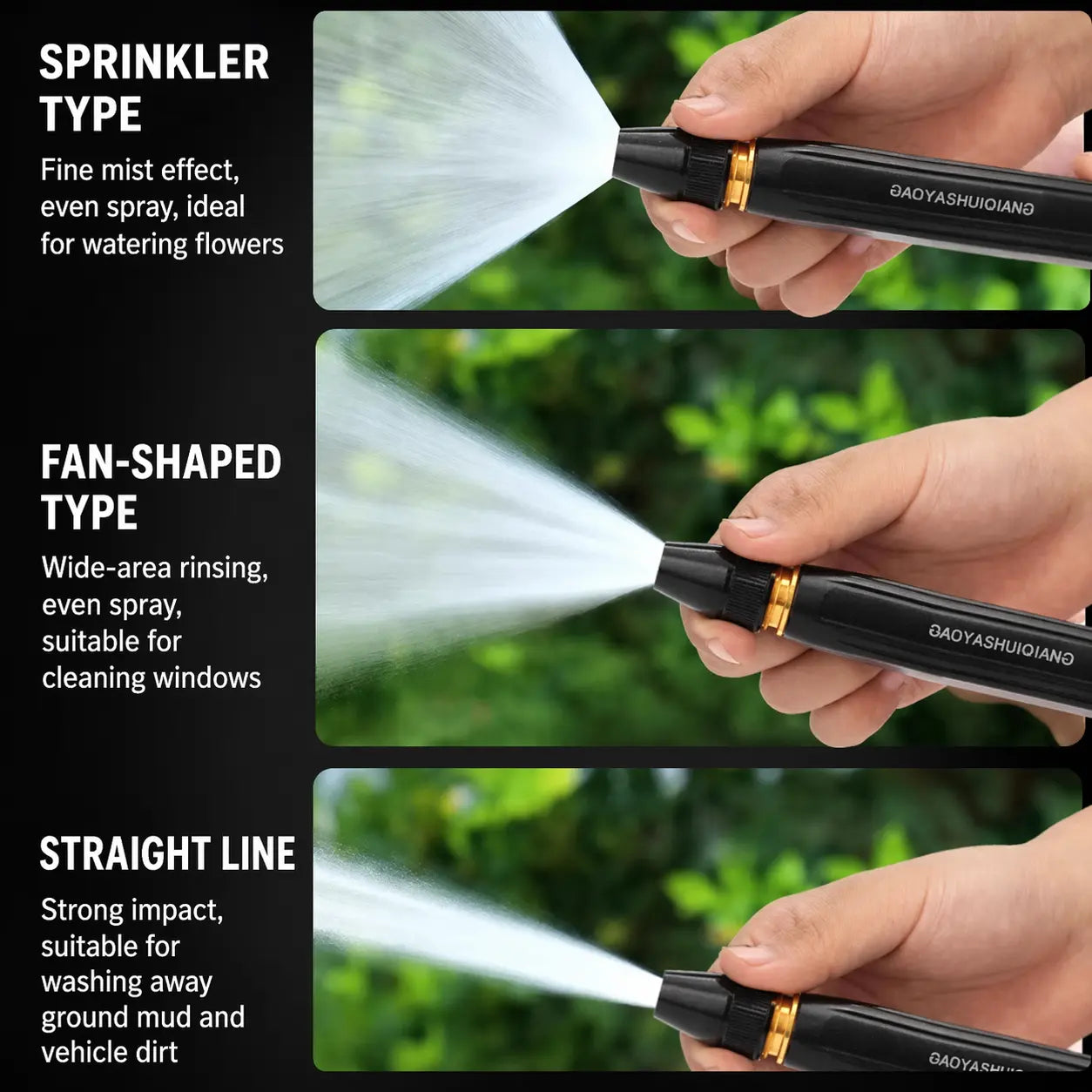 HydroJet High-Pressure Hose Nozzle — Adjustable Spray for Cars, Patios & Garden