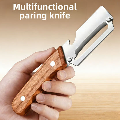 ChefEdge Duo Wood-Handle Peeler & Scallion Slicer — 2-in-1 Stainless Kitchen Tool