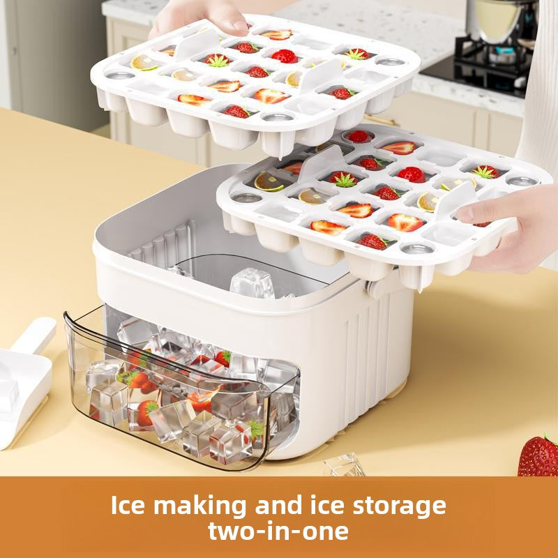 Arctic Press Ice Cube Maker with Storage Lid — 50 Grid Double-Layer Tray