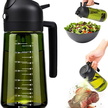 Auralis Glass Oil Dispenser — Premium Spray & Pour Bottle with Measuring Scale