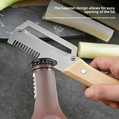 ChefEdge Duo Wood-Handle Peeler & Scallion Slicer — 2-in-1 Stainless Kitchen Tool