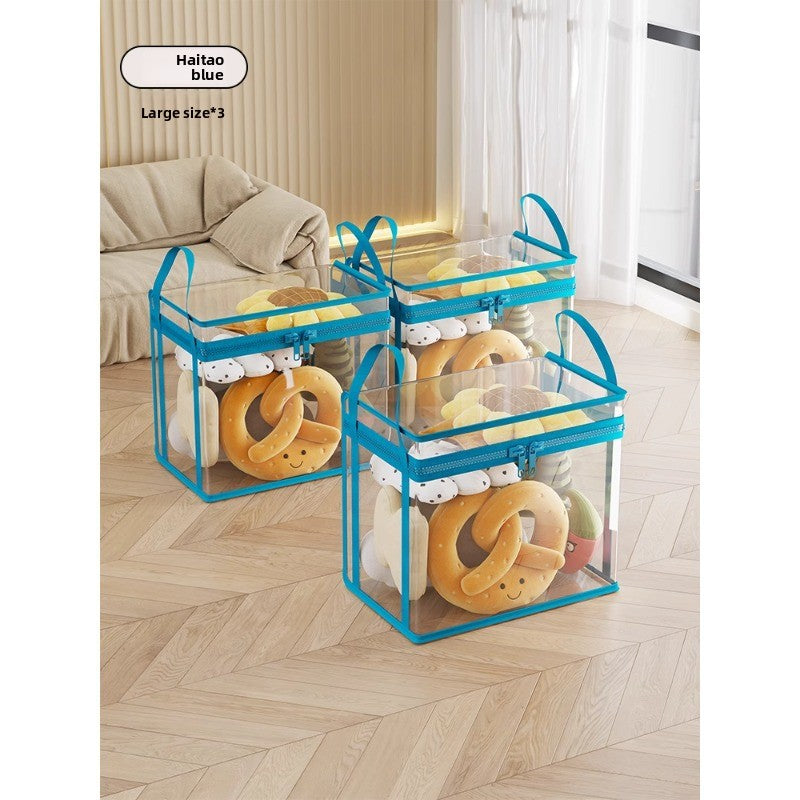 Transparent Storage Bucket — Large Plush & Doll Organizer Bin