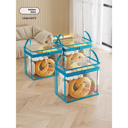 Transparent Storage Bucket — Large Plush & Doll Organizer Bin