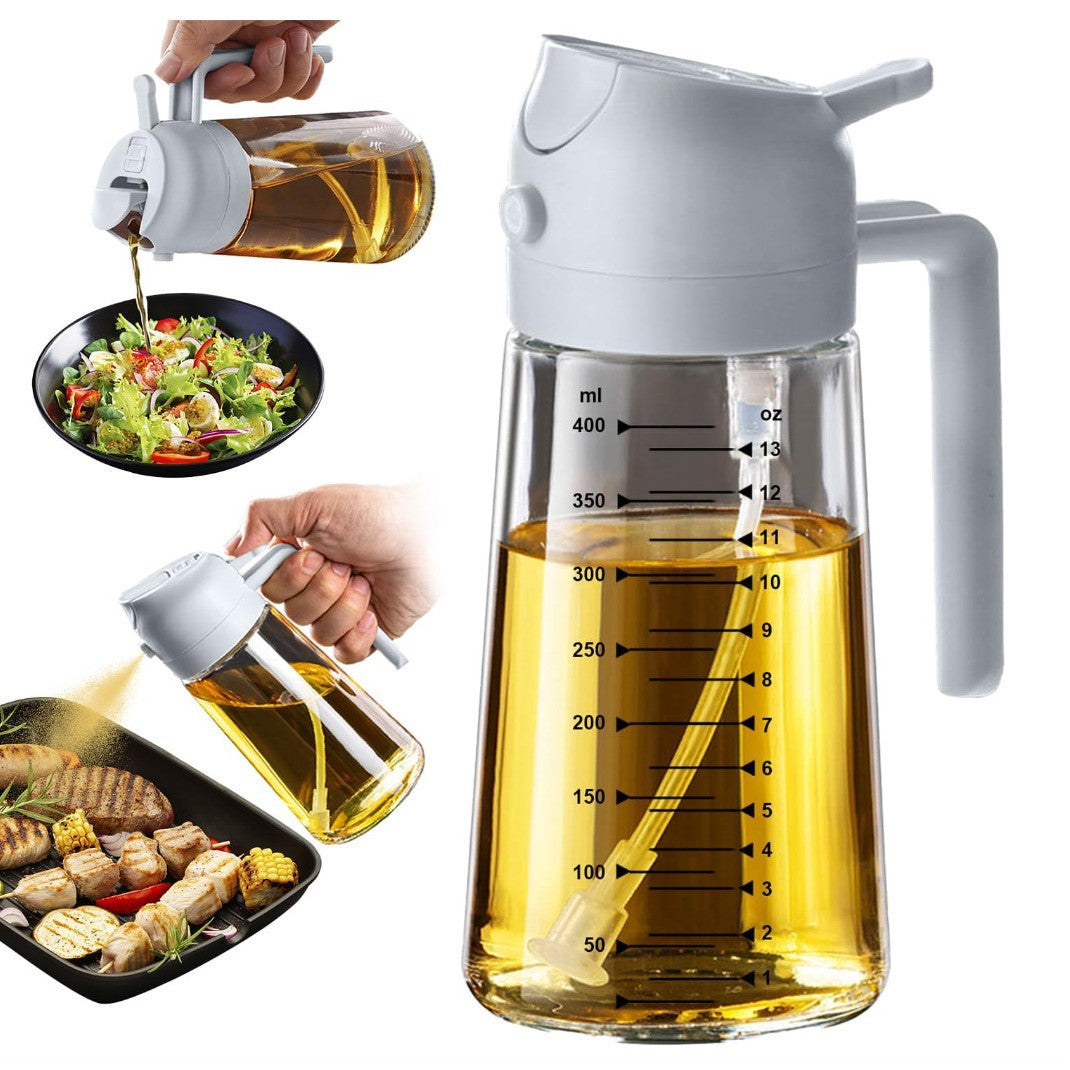 Auralis Glass Oil Dispenser — Premium Spray & Pour Bottle with Measuring Scale