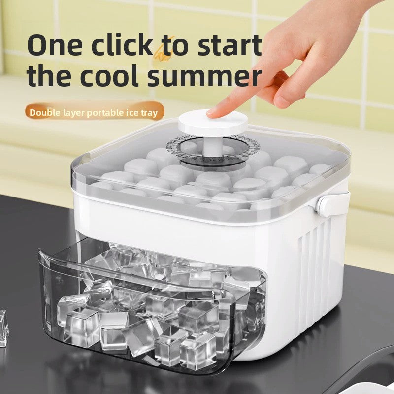 Arctic Press Ice Cube Maker with Storage Lid — 50 Grid Double-Layer Tray