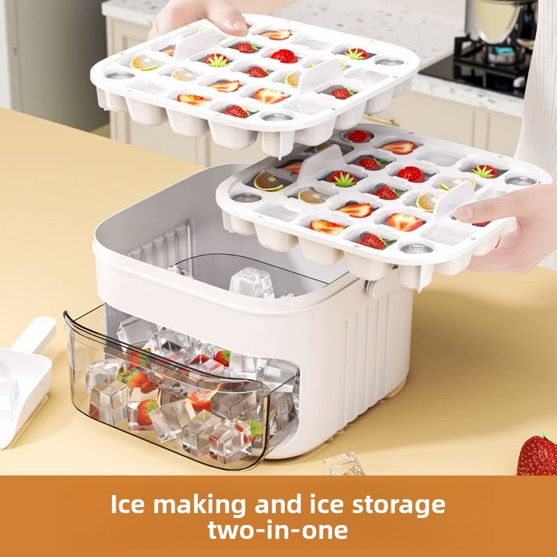 Arctic Press Ice Cube Maker with Storage Lid — 50 Grid Double-Layer Tray