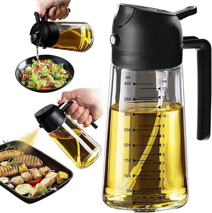 Auralis Glass Oil Dispenser — Premium Spray & Pour Bottle with Measuring Scale
