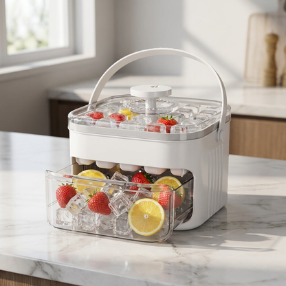 Arctic Press Ice Cube Maker with Storage Lid — 50 Grid Double-Layer Tray